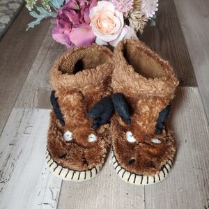 Hatley Toddler Boy Brown Moose Pull-On Slippers Size Large 11-13 EUC